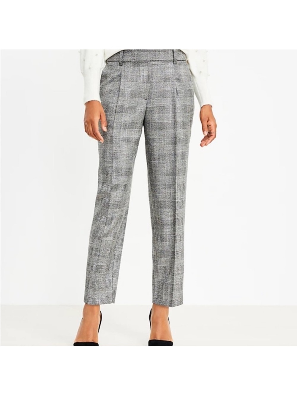 Loft Pull On Taper Pants in Shimmer Plaid